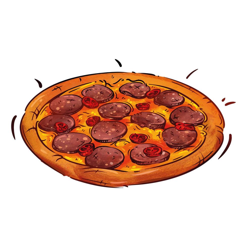 illustratie pizza peperoni vector