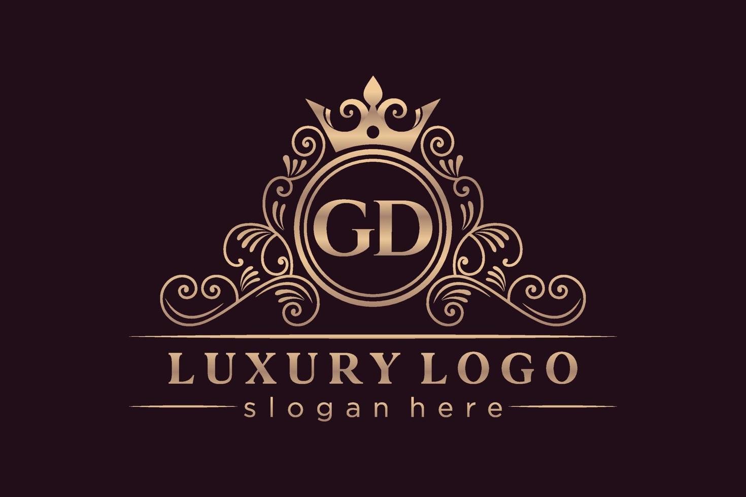 gd eerste brief goud kalligrafische vrouwelijk bloemen hand- getrokken heraldisch monogram antiek wijnoogst stijl luxe logo ontwerp premie vector