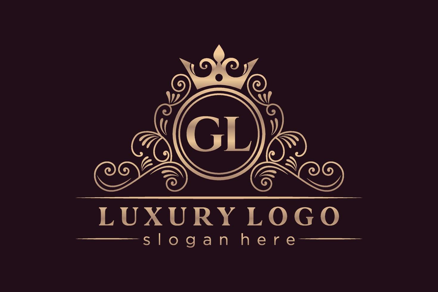 gl eerste brief goud kalligrafische vrouwelijk bloemen hand- getrokken heraldisch monogram antiek wijnoogst stijl luxe logo ontwerp premie vector