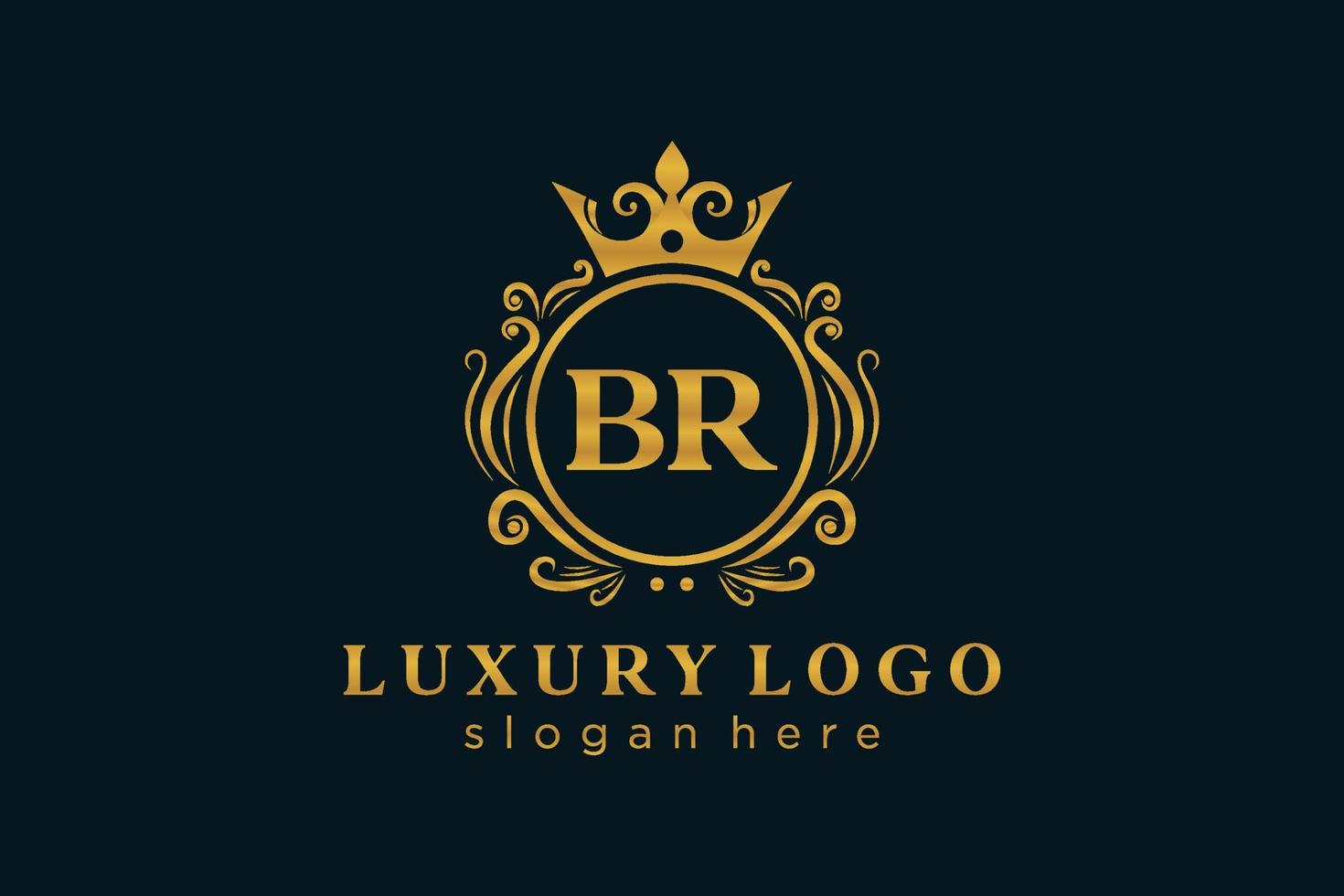 eerste br brief Koninklijk luxe logo sjabloon in vector kunst voor restaurant, royalty, boetiek, cafe, hotel, heraldisch, sieraden, mode en andere vector illustratie.
