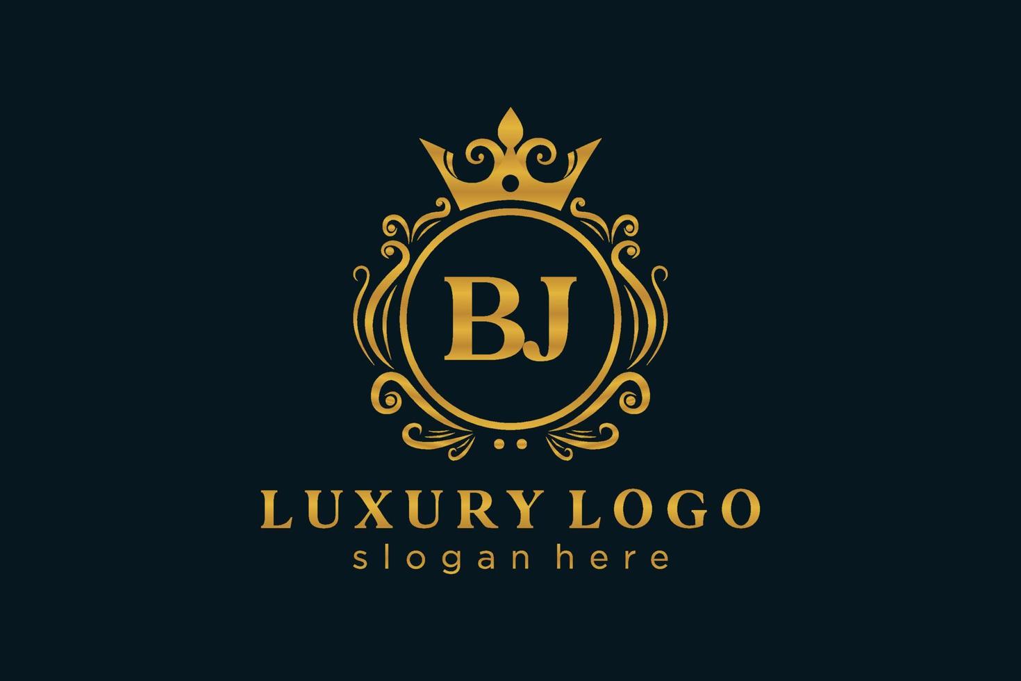 eerste bj brief Koninklijk luxe logo sjabloon in vector kunst voor restaurant, royalty, boetiek, cafe, hotel, heraldisch, sieraden, mode en andere vector illustratie.