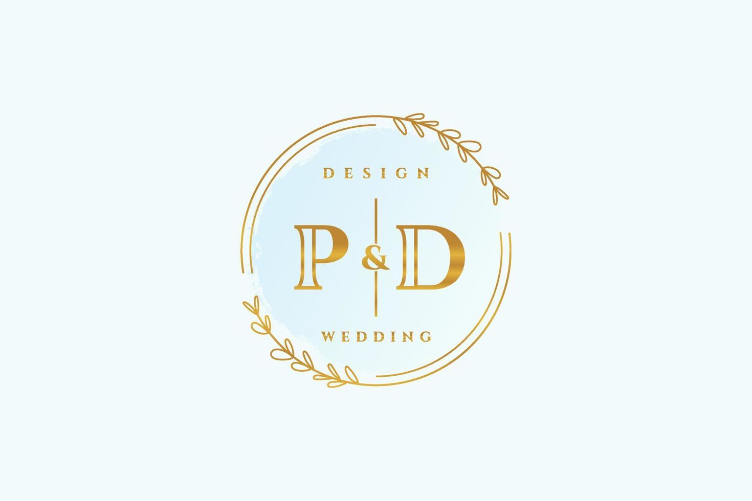 eerste pd schoonheid monogram en elegant logo ontwerp handschrift logo van eerste handtekening, bruiloft, mode, bloemen en botanisch met creatief sjabloon. vector