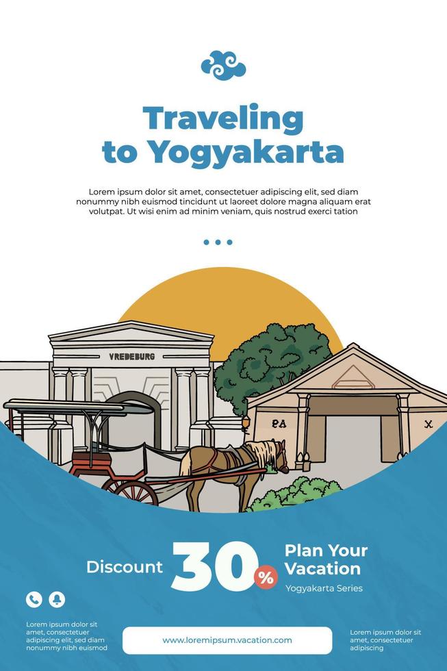 toerisme vakantie thema geschenk tegoedbon korting met Yogyakarta illustratie vector