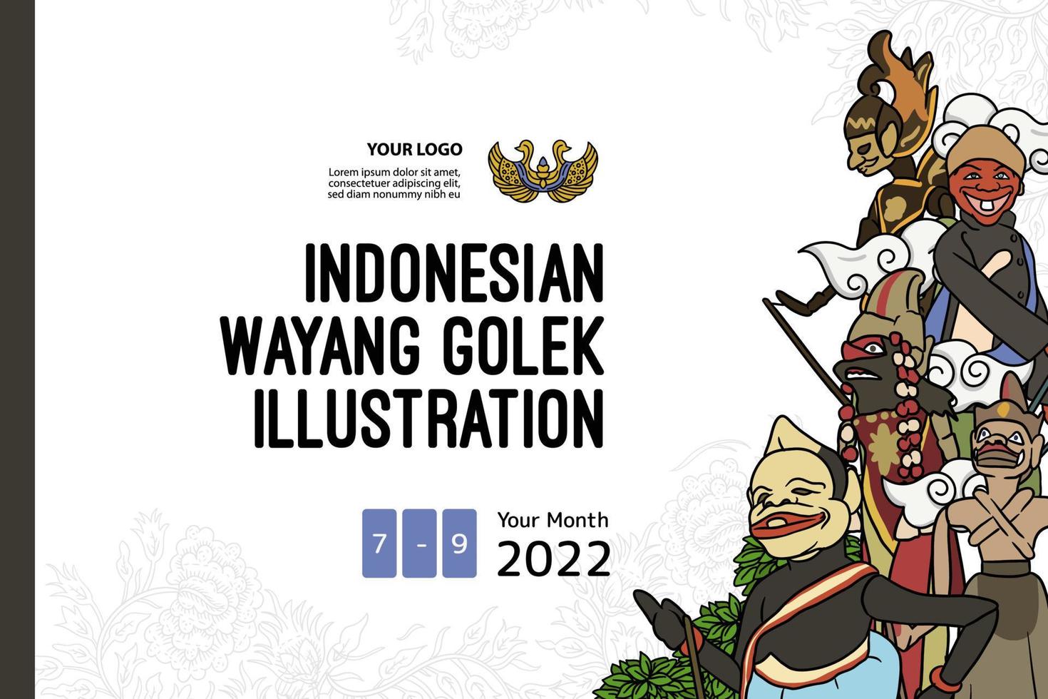 hand- getrokken Indonesisch marionet tonen illustratie sociaal media berichten vector