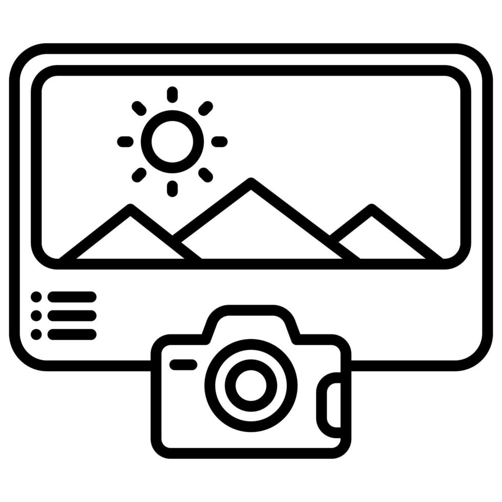 landschap foto met camera in voorkant vector