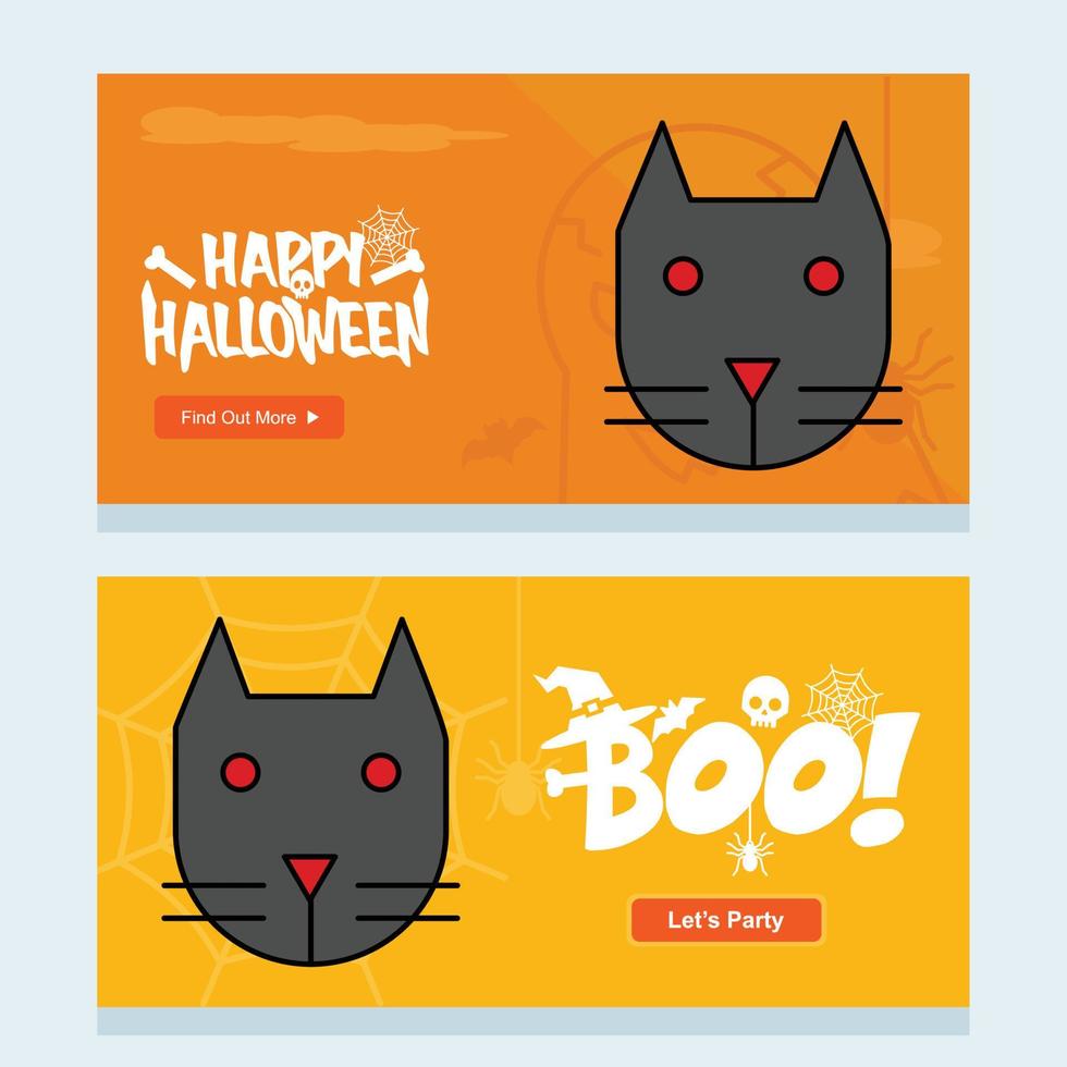 gelukkig halloween uitnodiging ontwerp met kat vector