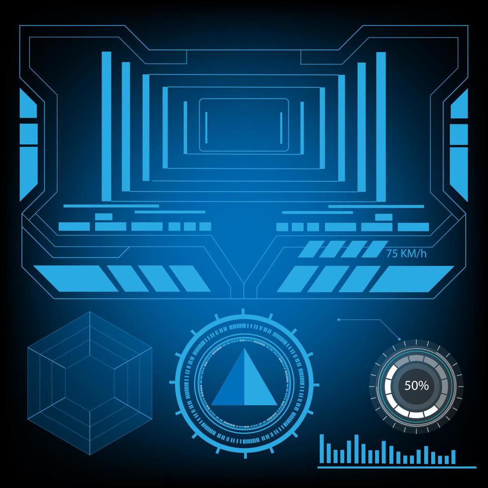 rechthoek en cirkel ai hud hologram vector concept voor toekomst technologie element achtergrond bedrijf wetenschap scherm