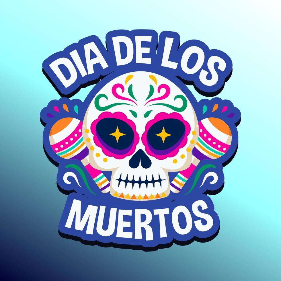 dia de los muertos, dag van de dood of halloween groet kaart, banier, uitnodiging. suiker tattoo schedels, goudsbloem bloemen, Catrina calavera traditioneel Mexico skelet decoratie vector illustratie.