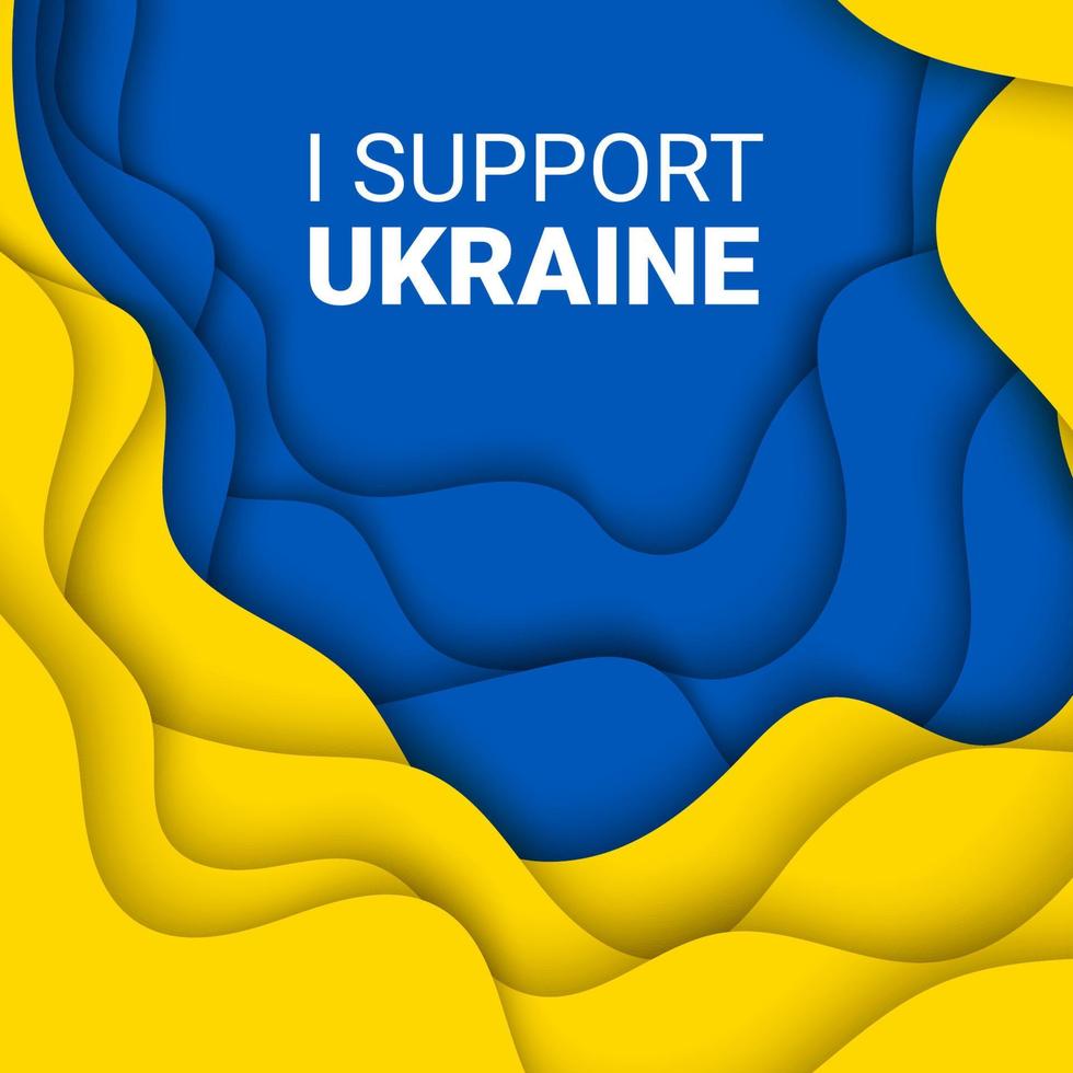 vector papier besnoeiing geel en blauw achtergrond illustratie van bidden voor, staan met, hou op oorlog concept met verbod teken Aan vlag kleuren. ik ondersteuning Oekraïne en leger aanval banier