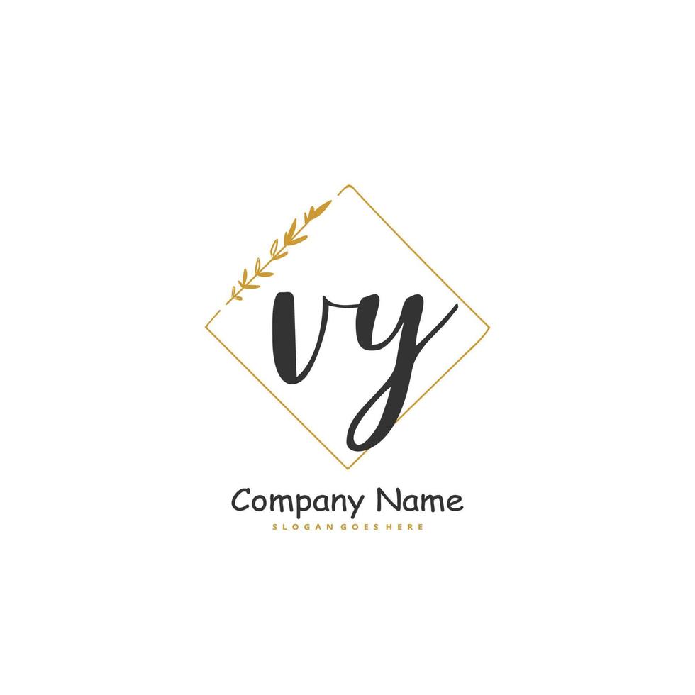 vy eerste handschrift en handtekening logo ontwerp met cirkel. mooi ontwerp handgeschreven logo voor mode, team, bruiloft, luxe logo. vector