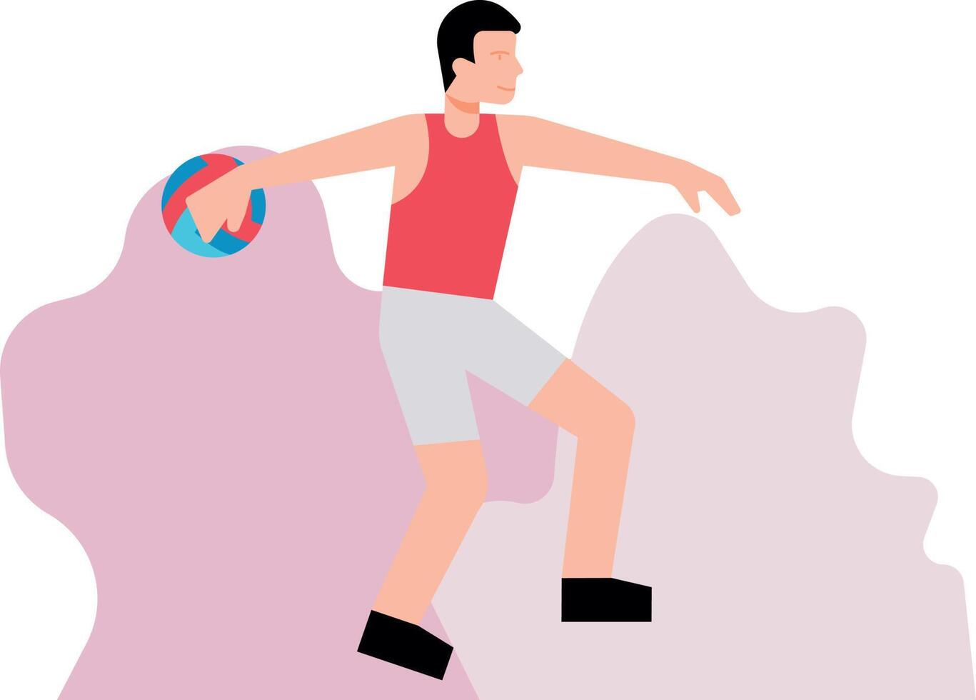 de jongen is spelen volleybal. vector