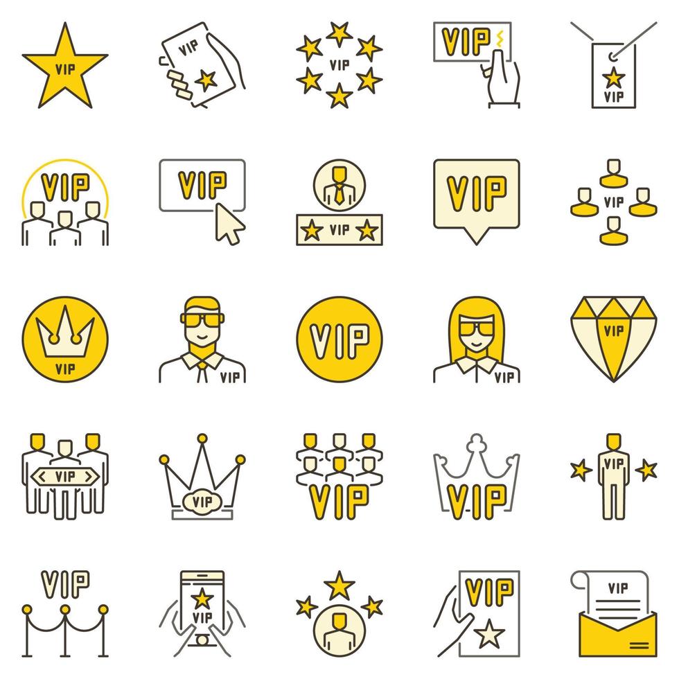 vip gekleurde pictogrammen - vector modern concept symbolen of elementen