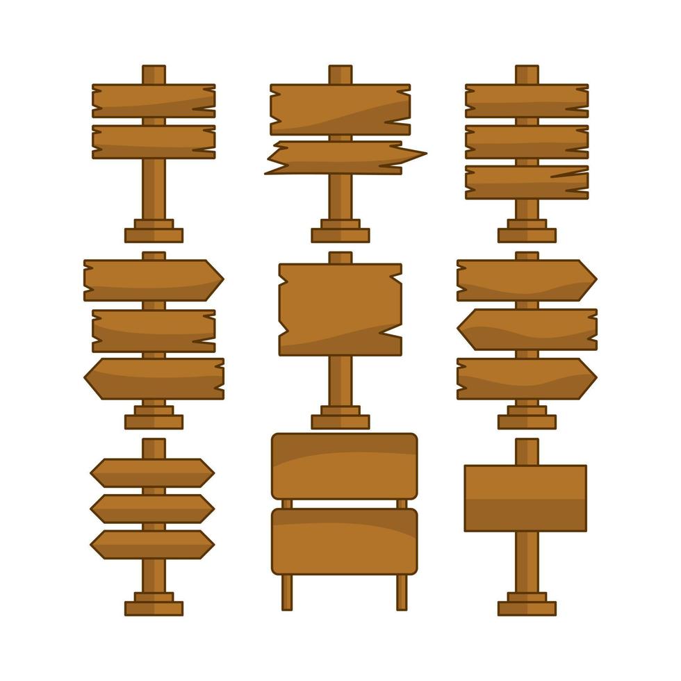 bundel vector illustratie van een houten wegwijzer