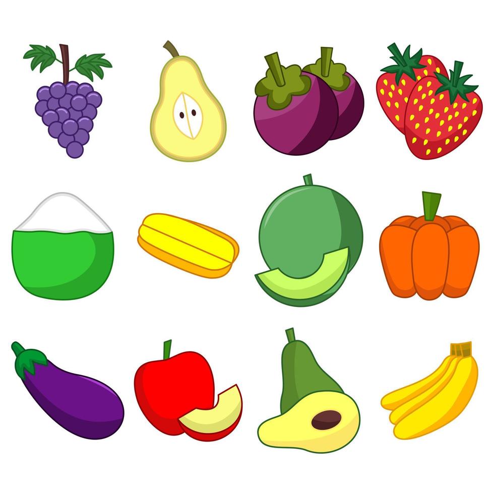 schattig fruit illustratie vector bundel