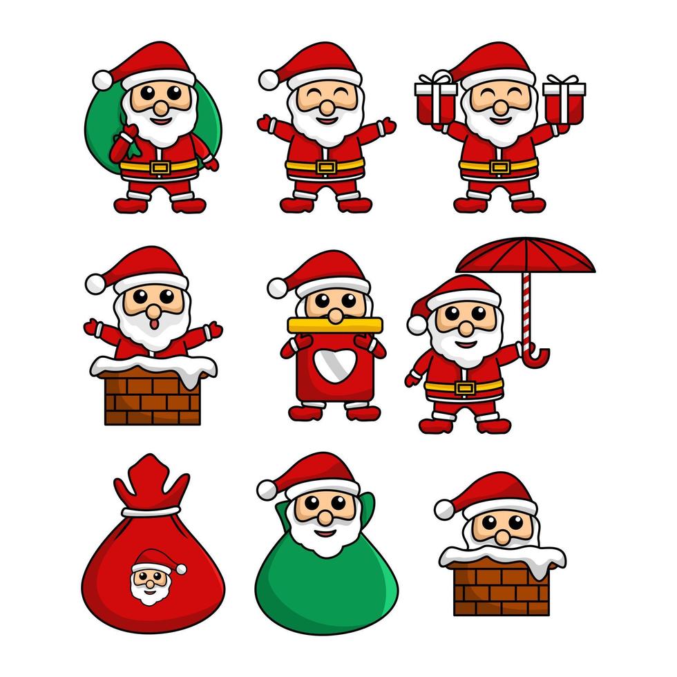 schattig kerstman illustratie vector bundel