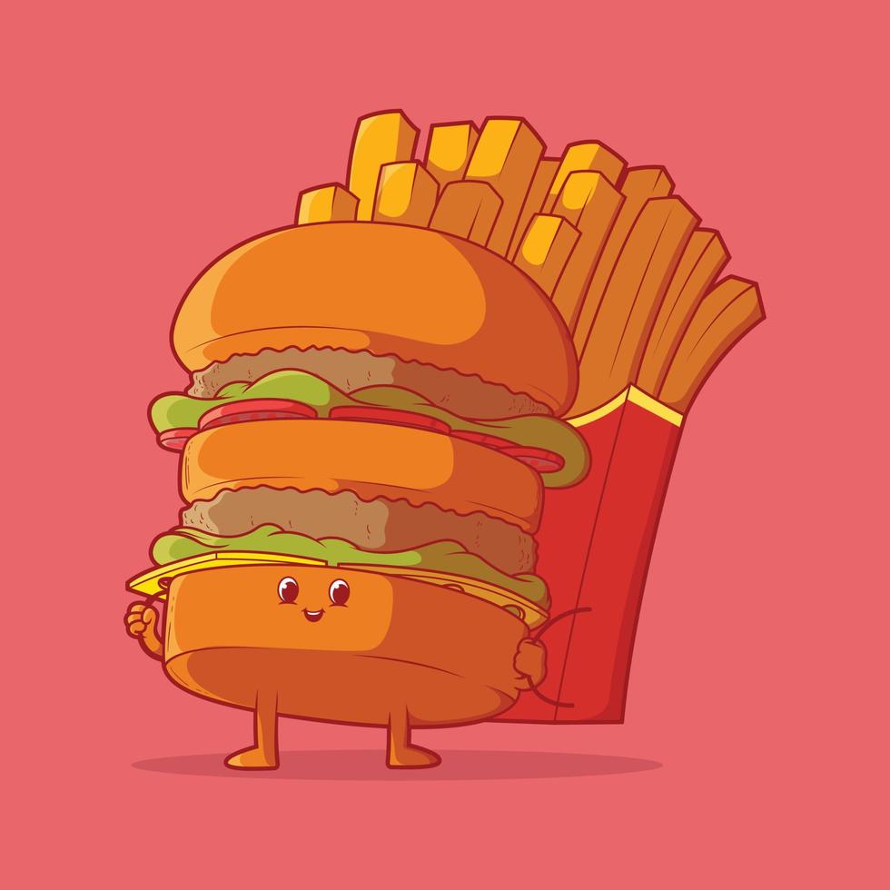 op reis hamburger vector illustratie. snel voedsel, reizen ontwerp concept.