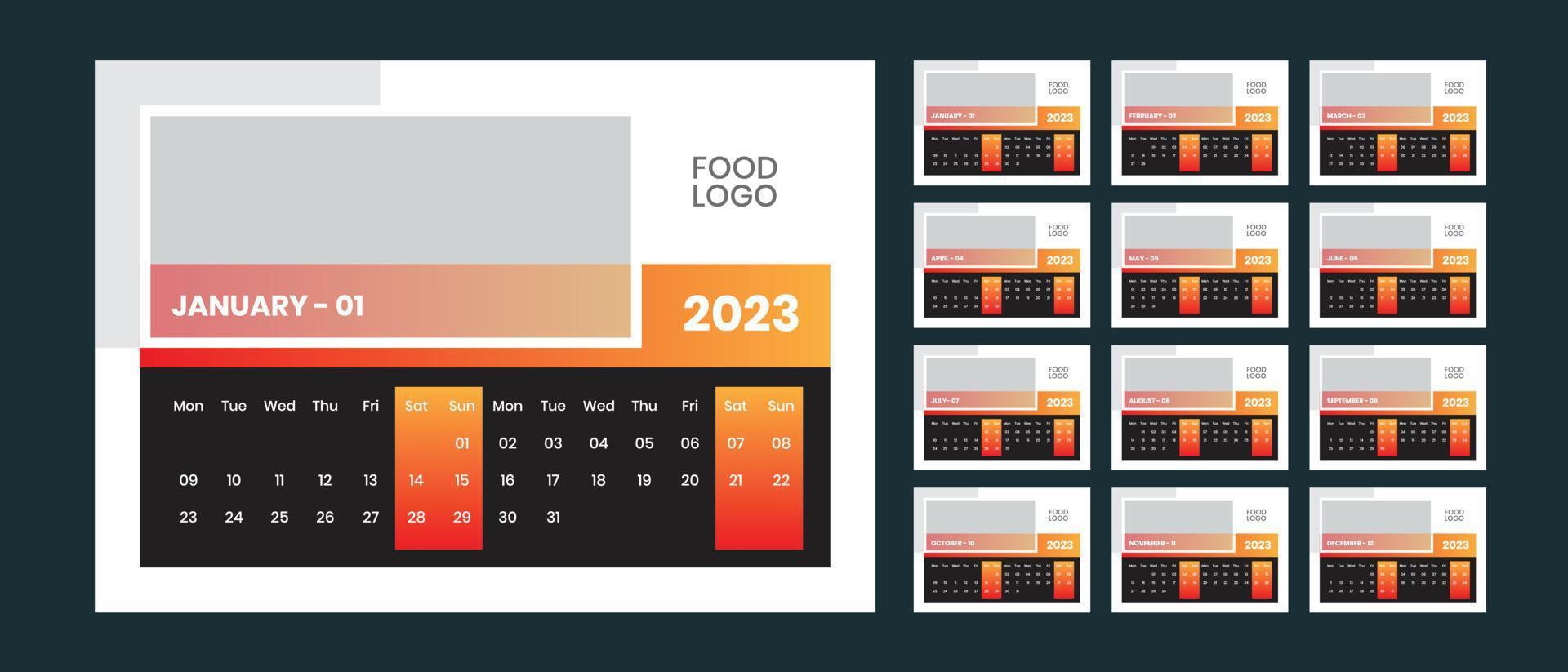 bureaukalender 2023 vector