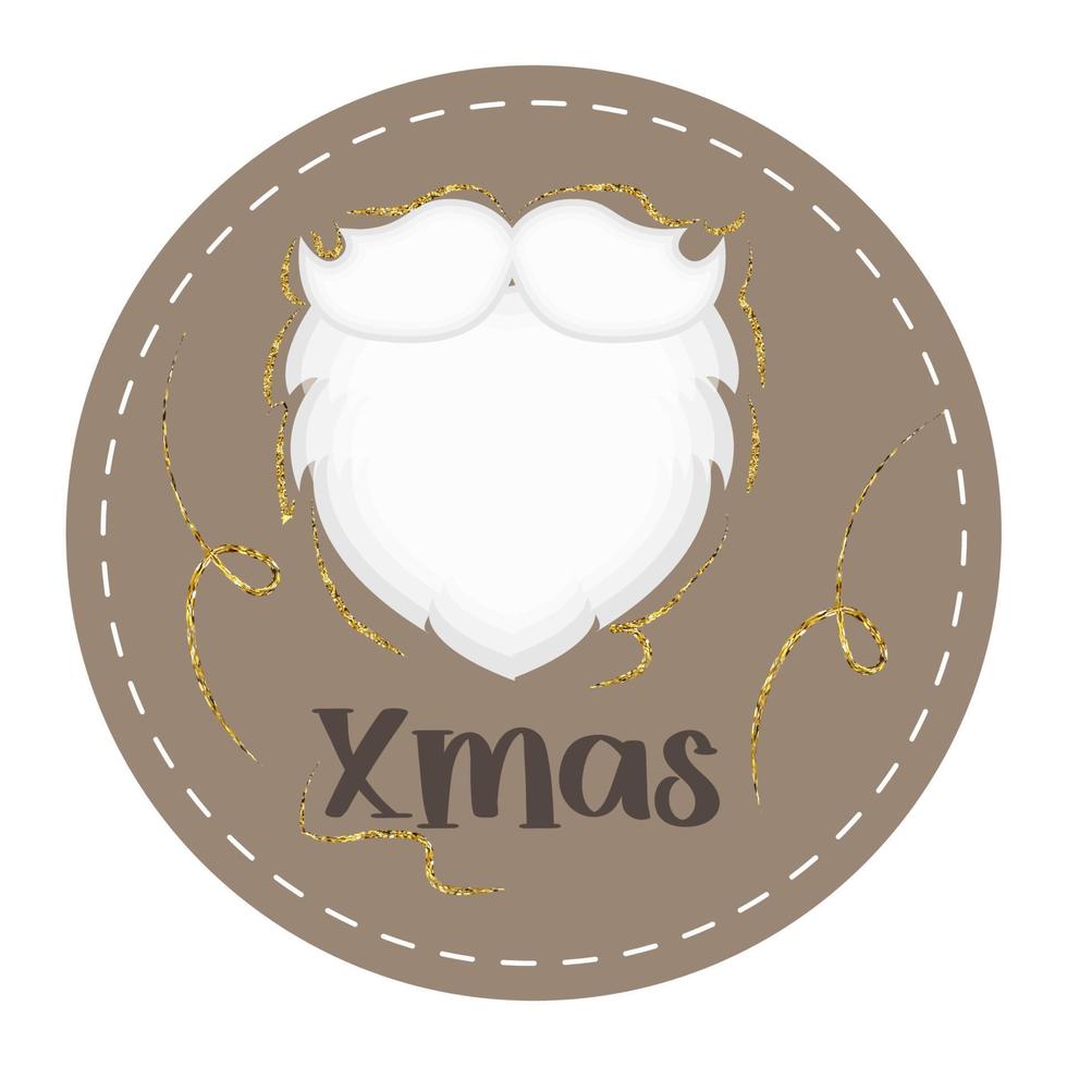 Kerstmis sticker, etiket of groet kaart met santa's baard, vector illustratie