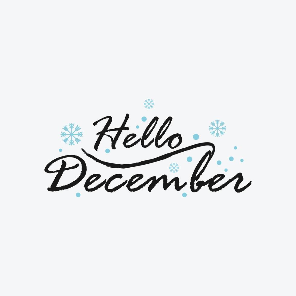 Hallo december vector belettering illustratie