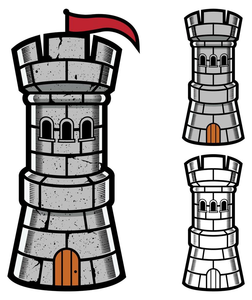 steen toren mascotte vector