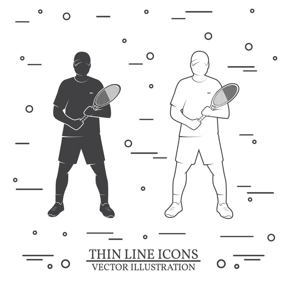 reeks van tennis speler silhouet pictogrammen. vector