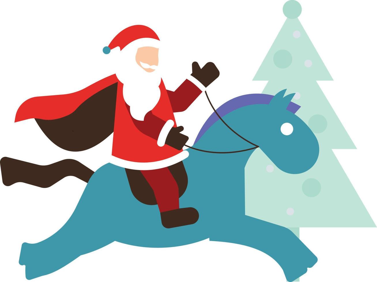 de kerstman is rijden een paard. vector