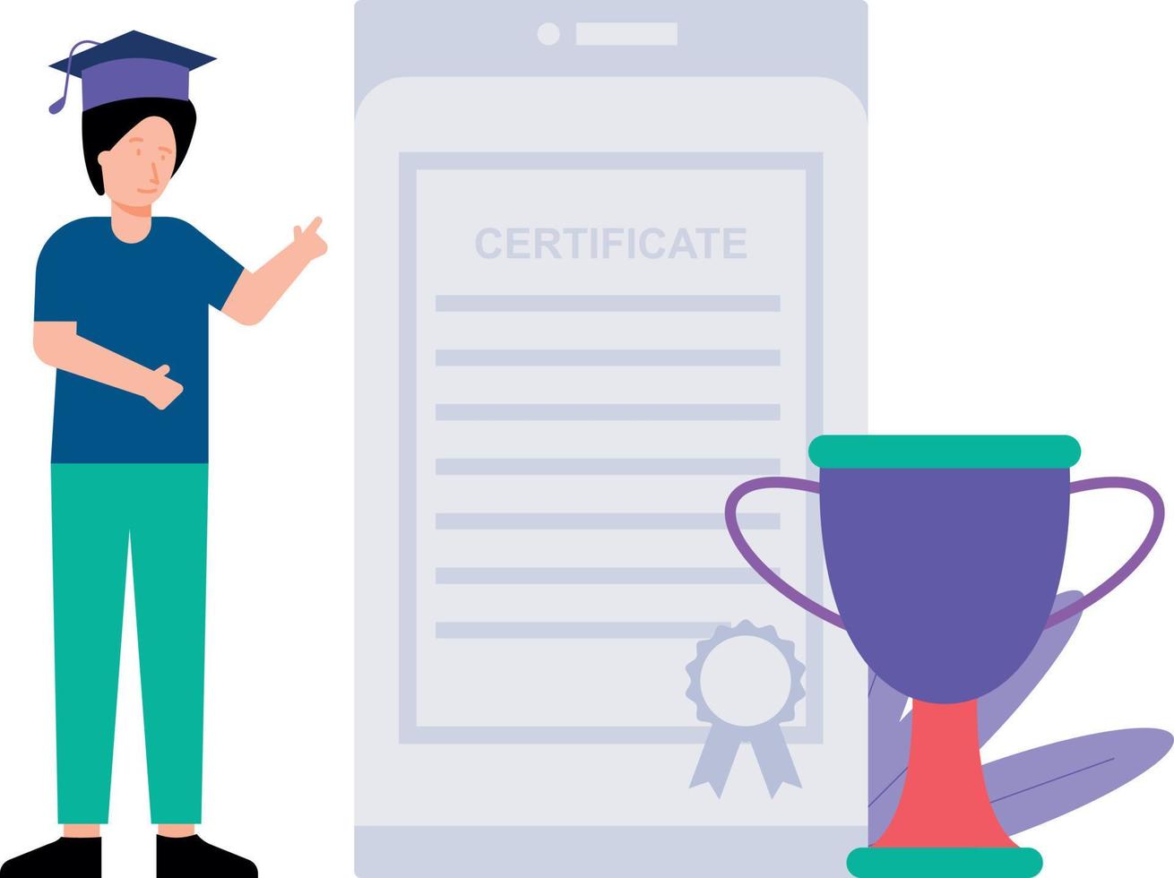 meisje krijgen certificaat online. vector