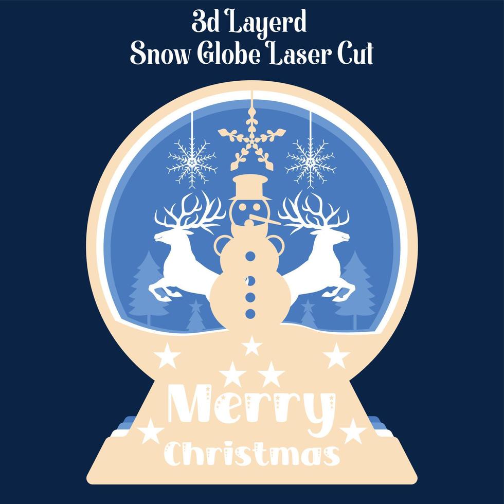 vrolijk Kerstmis sneeuw wereldbol laser besnoeiing vector