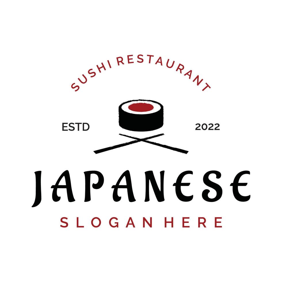 sushi logo sjabloon ontwerp.zeevruchten of traditioneel Japans keuken met Zalm, heerlijk food.logo voor Japans restaurant, bar, sushi winkel. vector