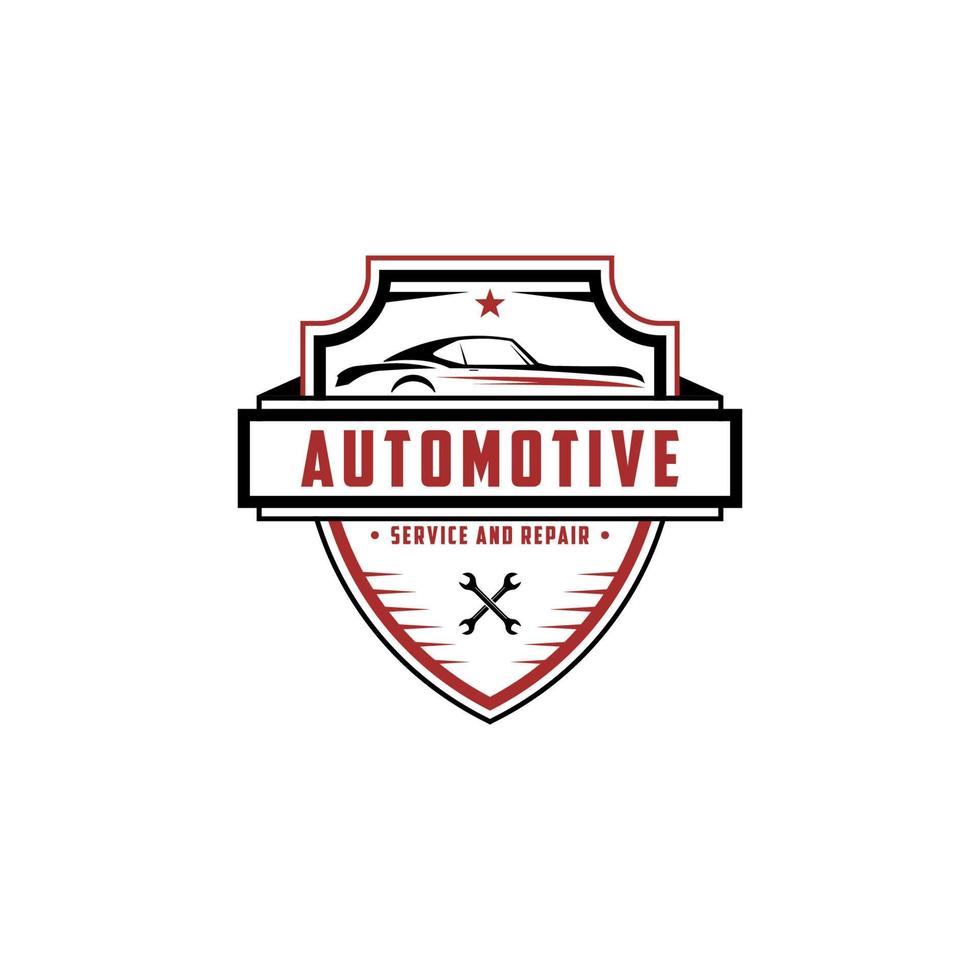 automotive reparatie en onderhoud embleem logo ontwerp idee, het beste voor auto winkel,garage, Reserve onderdelen logo premie vector