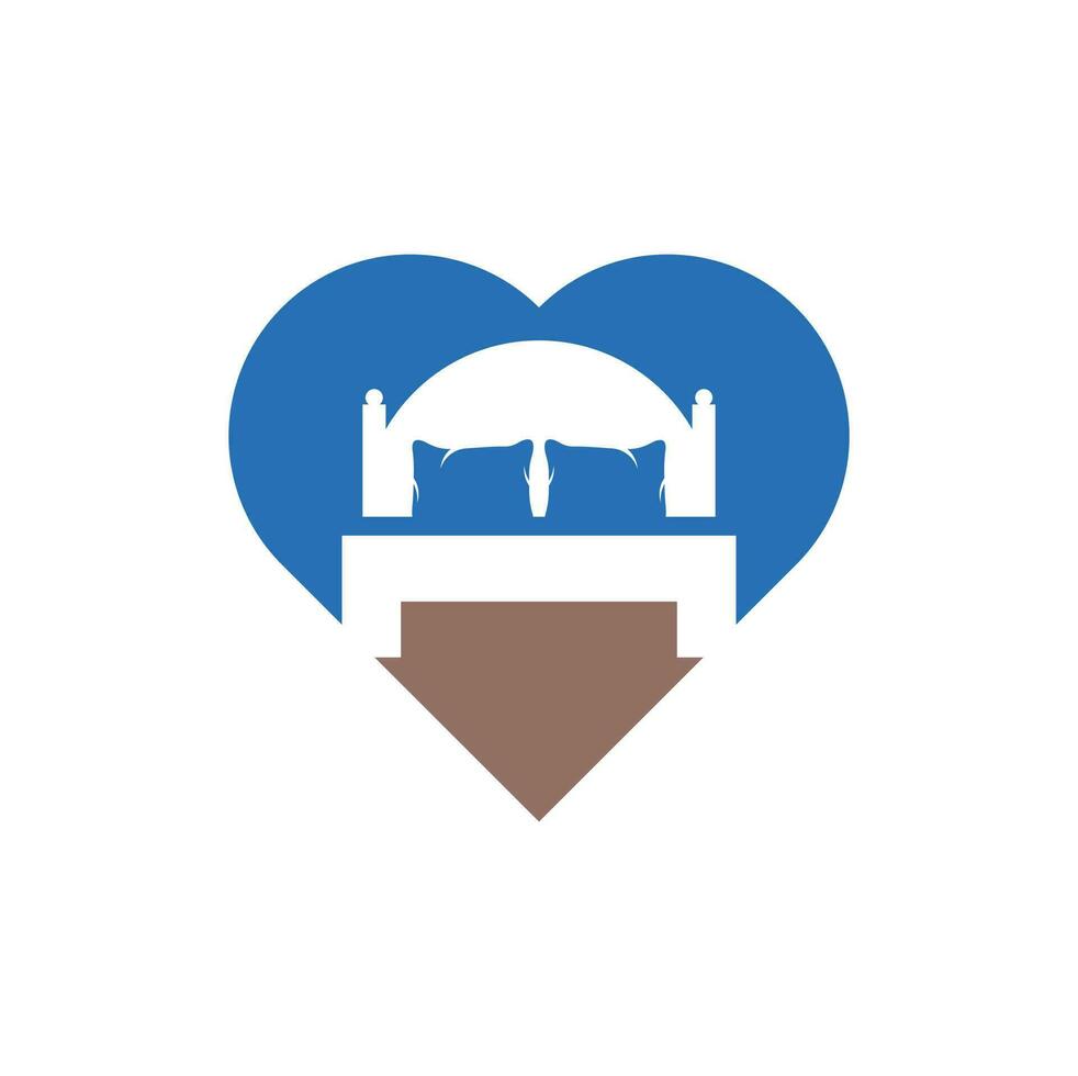 bed hart vorm vector logo ontwerp. bed op te slaan icoon logo ontwerp