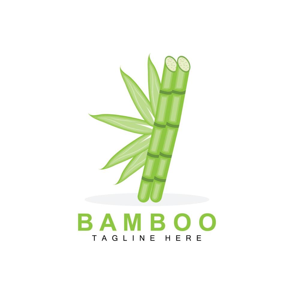 bamboe logo ontwerp, groen boom vector, panda voedsel, Product merk sjabloon illustratie vector