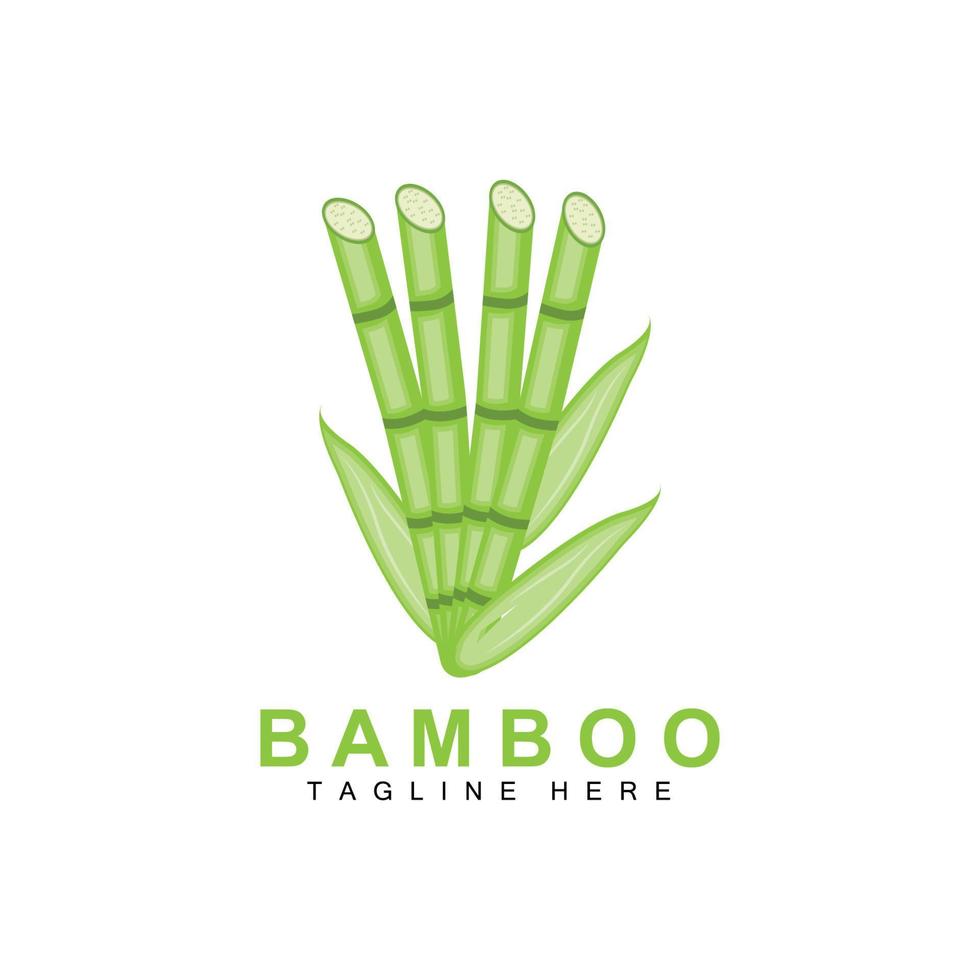 bamboe logo ontwerp, groen boom vector, panda voedsel, Product merk sjabloon illustratie vector