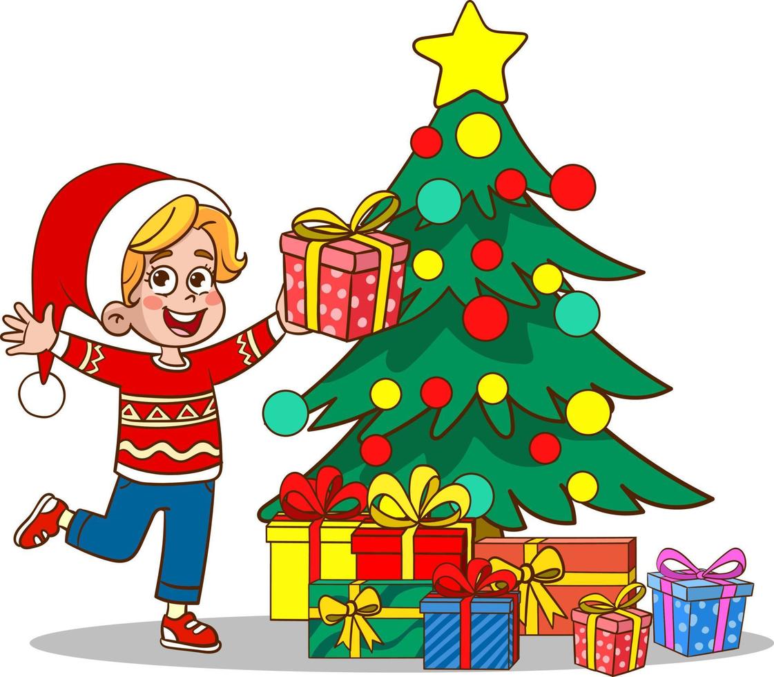kinderen vieren nieuw jaar en Kerstmis vector