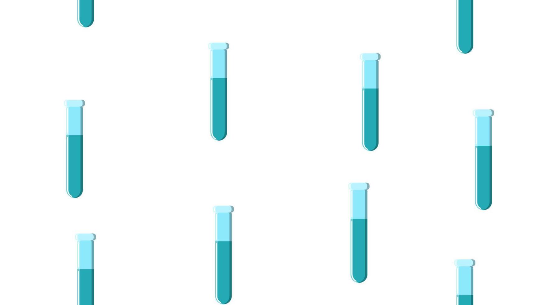 naadloos patroon structuur van eindeloos herhalende lang blauw medisch chemisch glas wetenschappelijk test buizen van kolven blikjes Aan wit achtergrond. vector illustratie