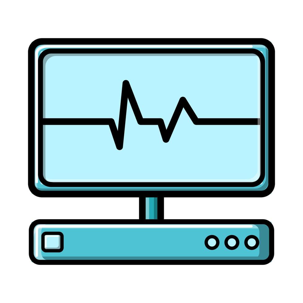 abstract medisch apparaat met een toezicht houden op voor examen van de hart, echografie en cardiogram, icoon Aan een wit achtergrond. vector illustratie