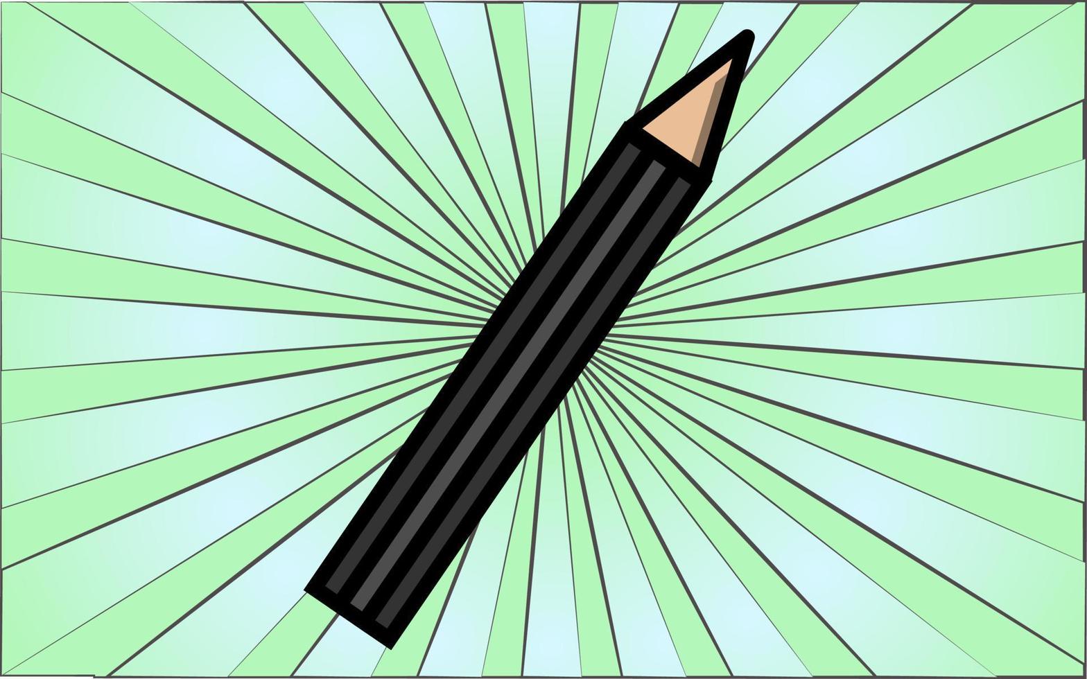 schoonheid glamoureus zwart potlood voor bedenken en schoonheid de begeleiding Aan een achtergrond van abstract groen stralen. vector illustratie