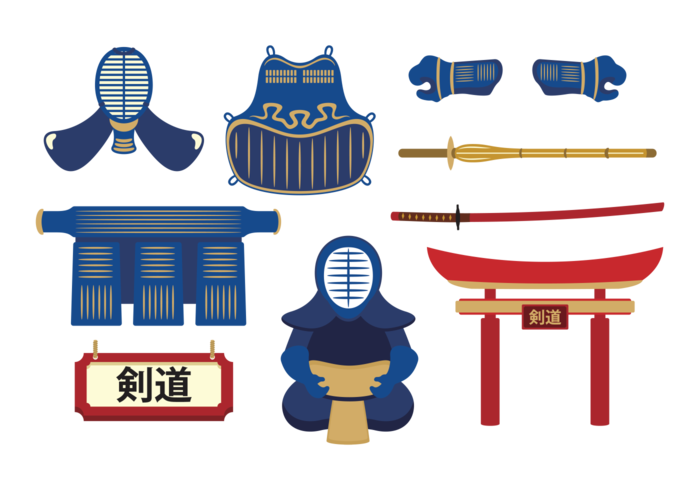 Kendo apparatuur vector set