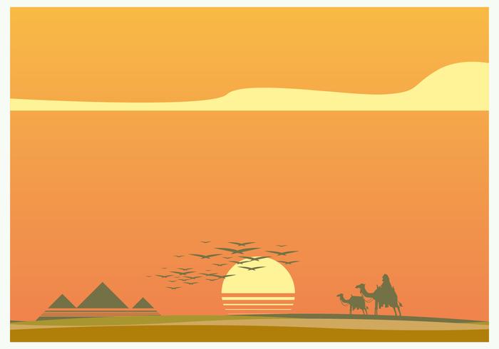 Zonsondergang in Piramide Vector