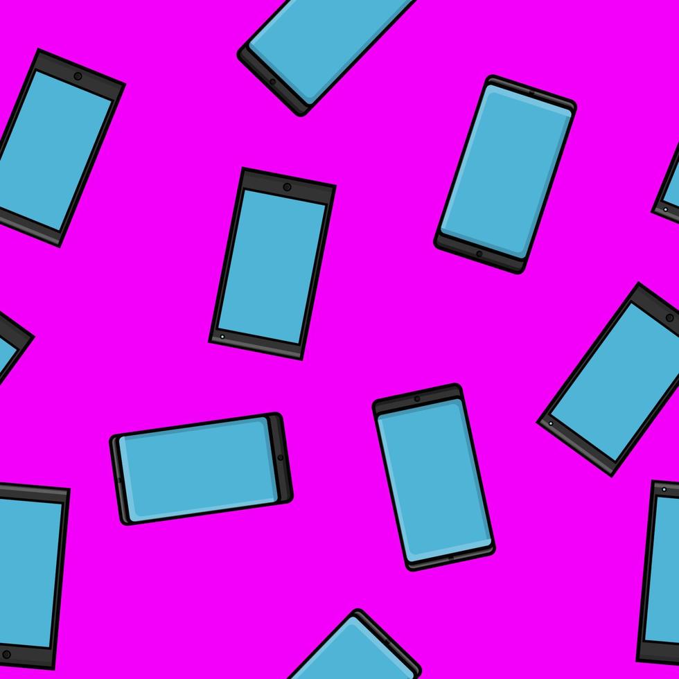 structuur naadloos patroon van modern gadgets digitaal mobiel telefoons smartphones nieuw in vlak stijl apparaten geïsoleerd Aan Purper achtergrond. vector illustratie