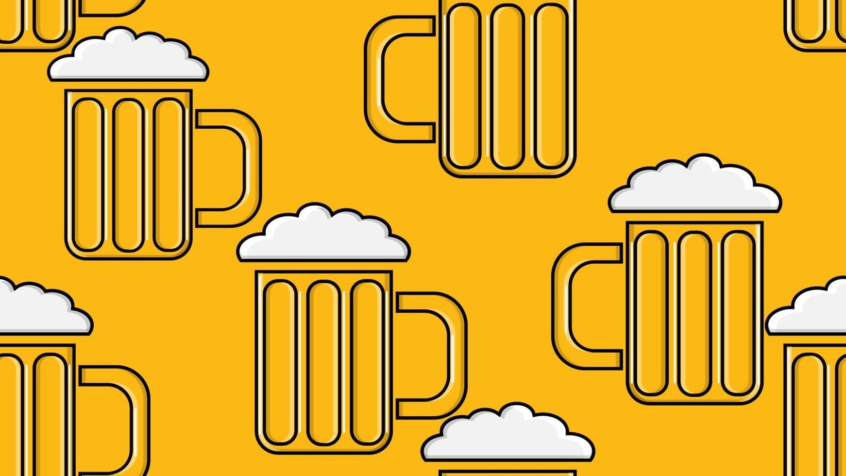 naadloos patroon van geel herhalen alcoholisch bier bril glas met bier schuimig hop glas van mout ambacht lager Aan een geel achtergrond voor st. Patrick dag. vector illustratie