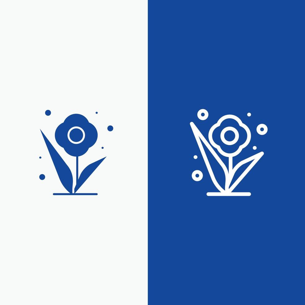 bloem fabriek roos voorjaar lijn en glyph solide icoon blauw banier lijn en glyph solide icoon blauw banier vector