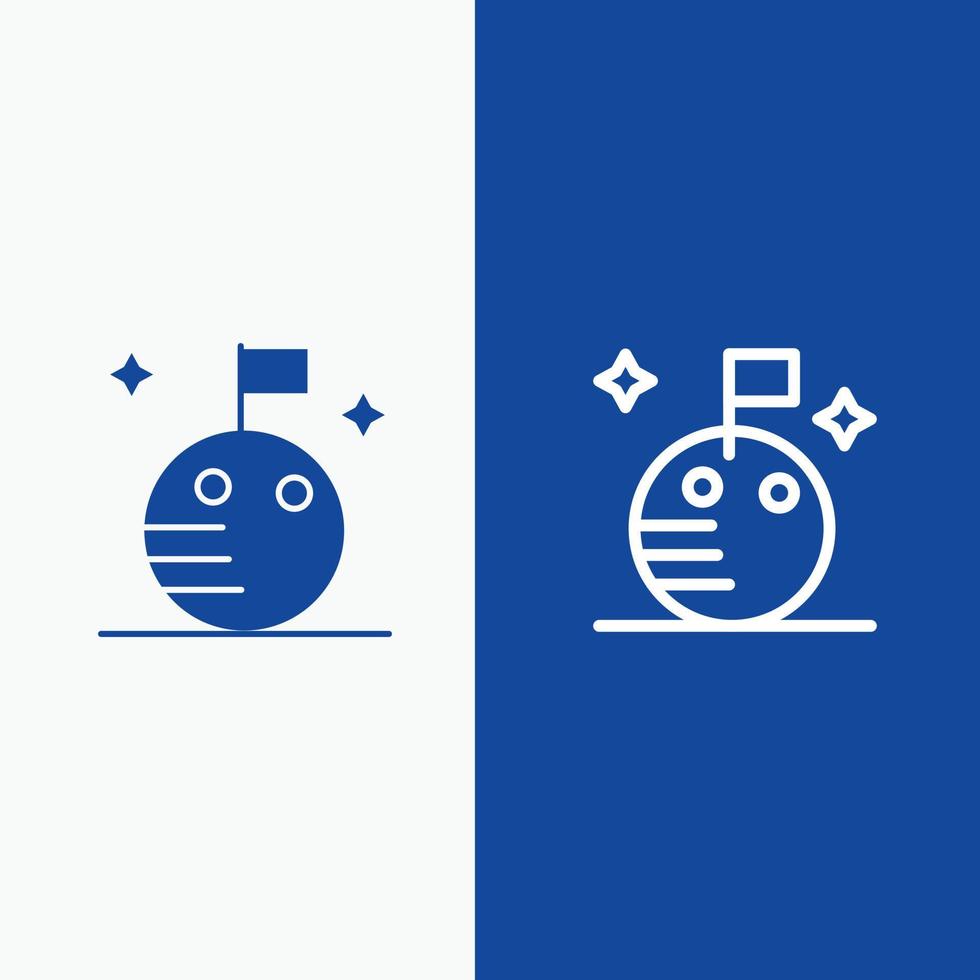 vlag maan ruimte lijn en glyph solide icoon blauw banier lijn en glyph solide icoon blauw banier vector