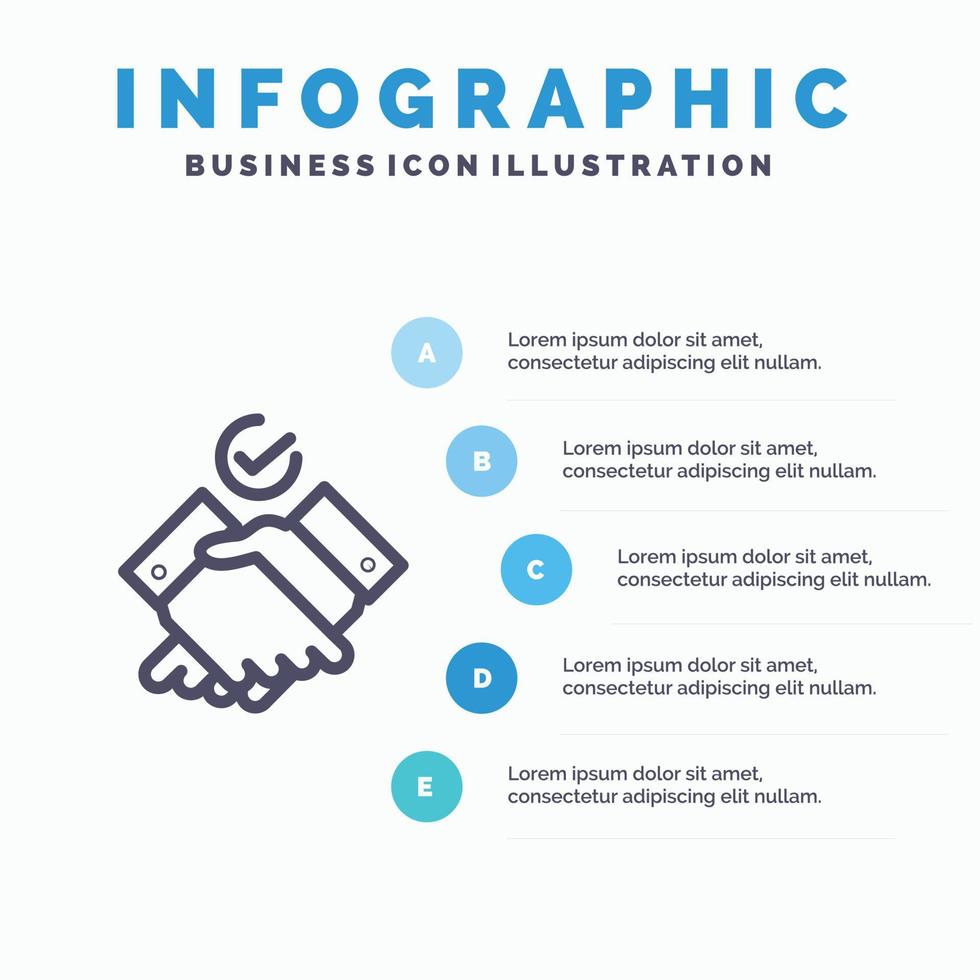 baan thema's werk lijn icoon met 5 stappen presentatie infographics achtergrond vector