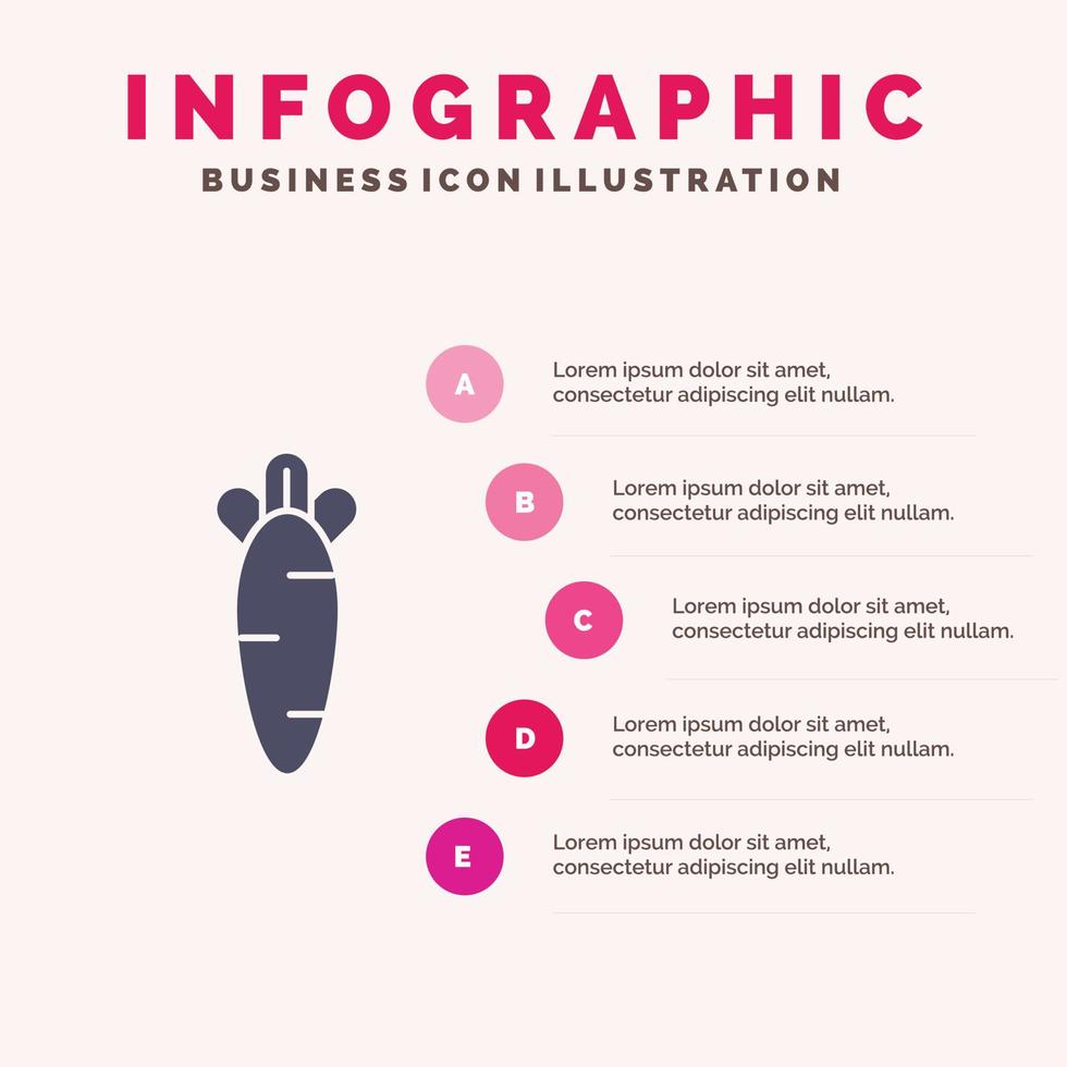 wortel voedsel Pasen natuur solide icoon infographics 5 stappen presentatie achtergrond vector