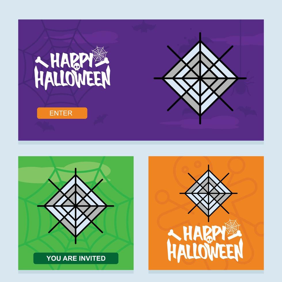 gelukkig halloween uitnodiging ontwerp met spin vector