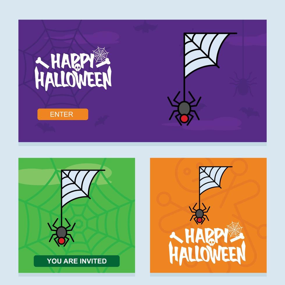 gelukkig halloween uitnodiging ontwerp met spin vector