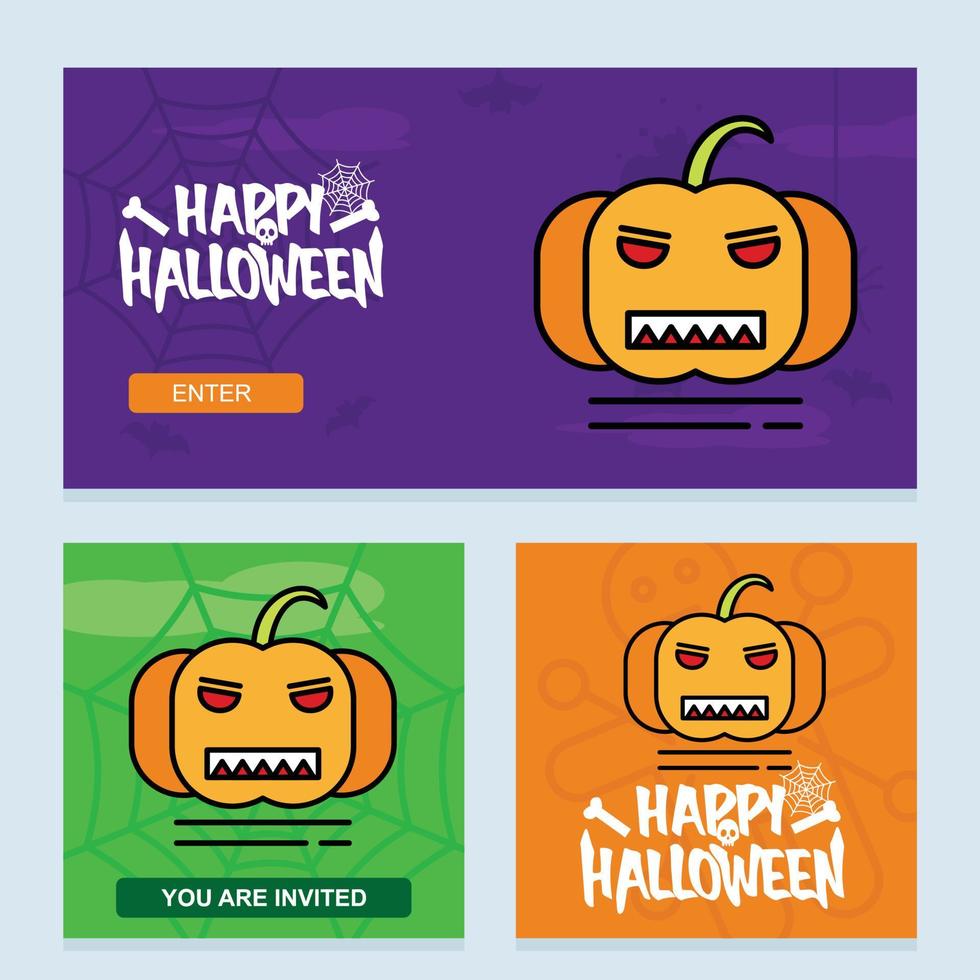 gelukkig halloween uitnodiging ontwerp met pompoen vector