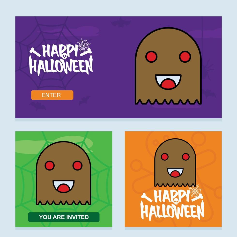 gelukkig halloween uitnodiging ontwerp met geest vector