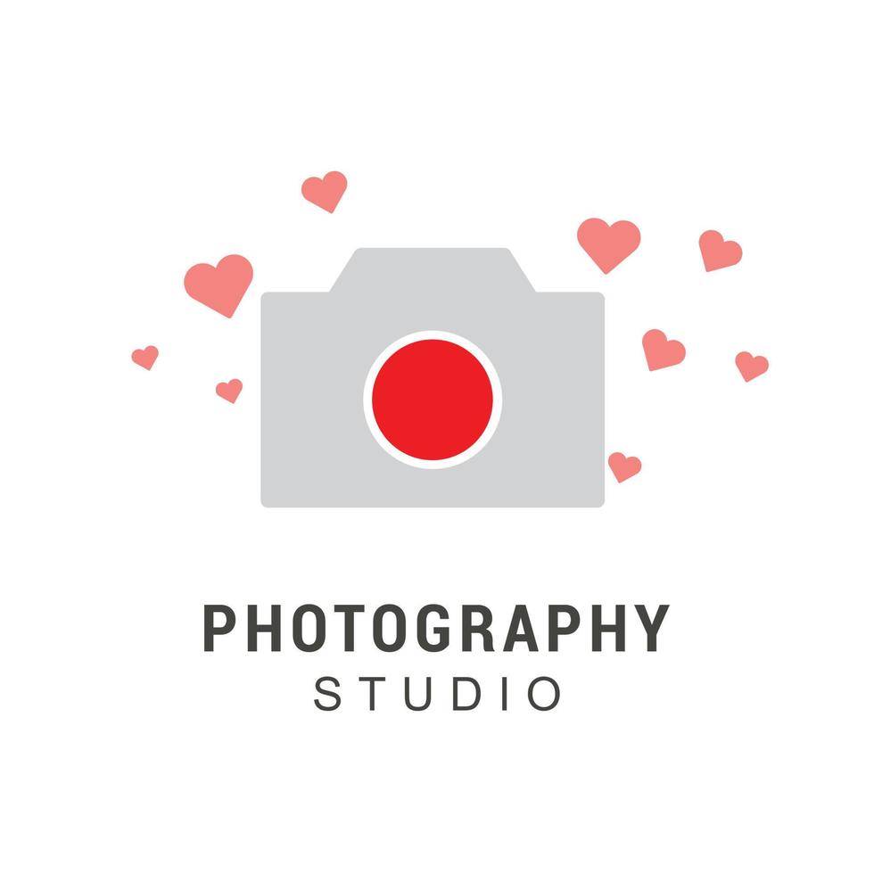 camera logo ontwerp met typografie vector